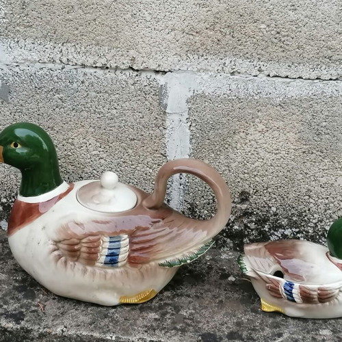 Duck teapot used, set of 2 Japanese
