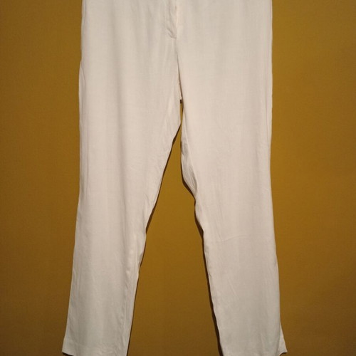 Marks & Spencer white high-waist pants new, linen viscose blend, UK 12