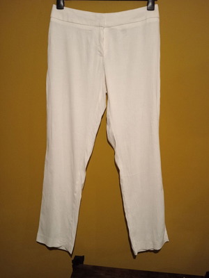 Marks & Spencer white high-waist pants new, linen viscose blend, UK 12