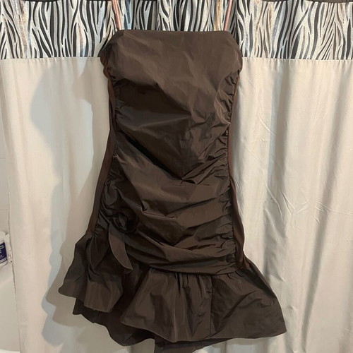 Asymmetric dark brown dress made in Italy small like new