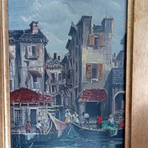 Πίνακας Βενετία Ιταλία μεταχειρισμένος, 46x41 εκ, ξύλινη κορνίζα