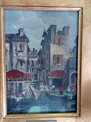Πίνακας Βενετία Ιταλία μεταχειρισμένος, 46x41 εκ, ξύλινη κορνίζα
