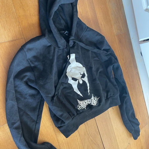 Cropped hoodie used, black and white, size L