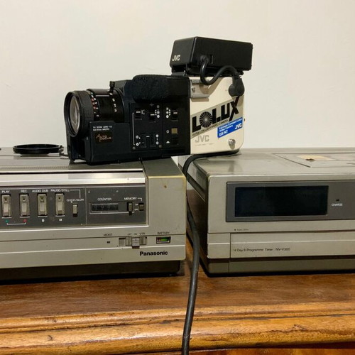 JVC GX-N7-E and Panasonic NV-V300-E video cameras used, 1980 set