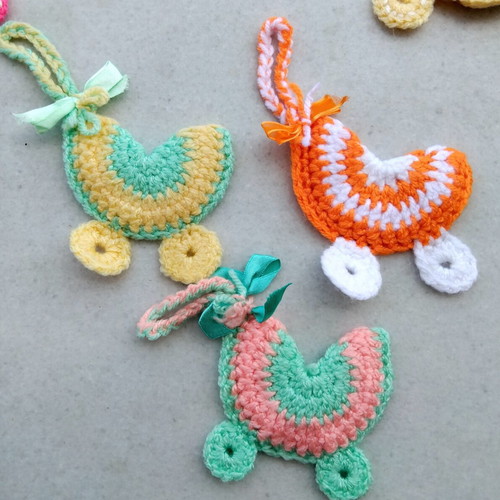 Crocheted baby shower favors pack of 25, pram design, new