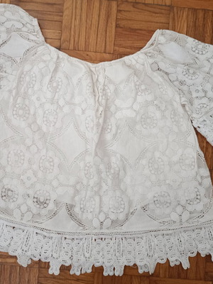 White lace blouse with sleeves, sizes L-XL
