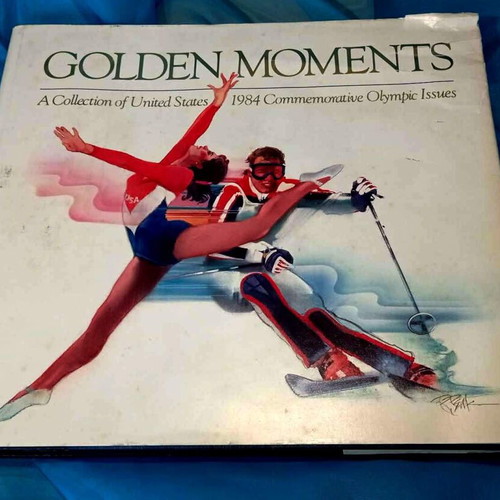 Golden Moments 1984 Olympics book used, USPS edition, Robert Peak art