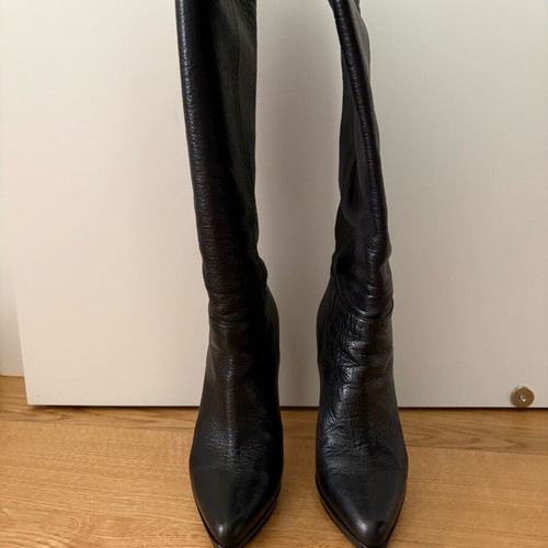 Casadei boots used, black leather with high heel