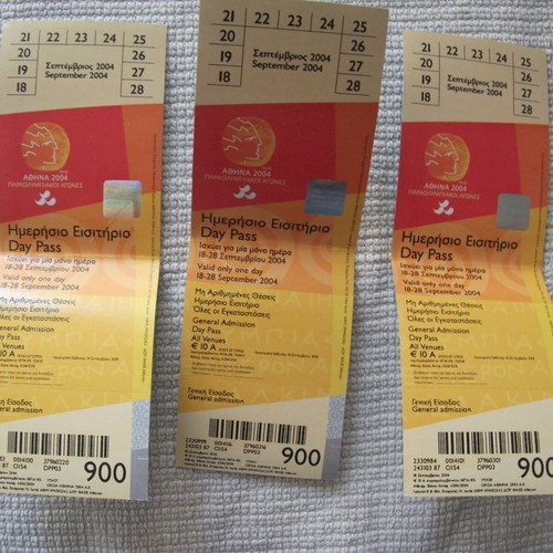 Paralympic Games 2004 tickets like new, pack of 3 day passes