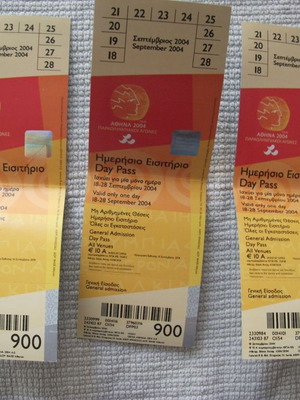 Paralympic Games 2004 tickets like new, pack of 3 day passes