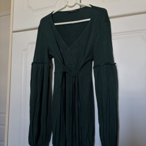 Green blouse with front tie used, Rouge Paris, small size