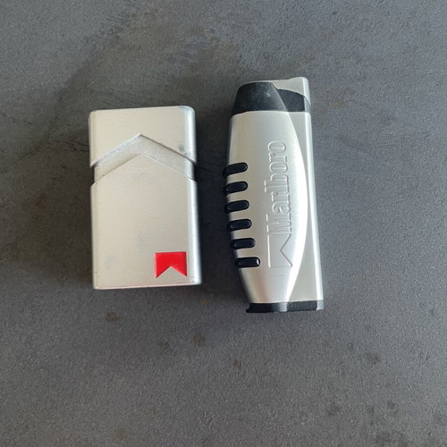 Marlboro vintage collectible metal lighters used, windproof, set of 2