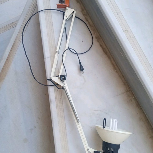 Office lamp with articulated spring and spiral clock
