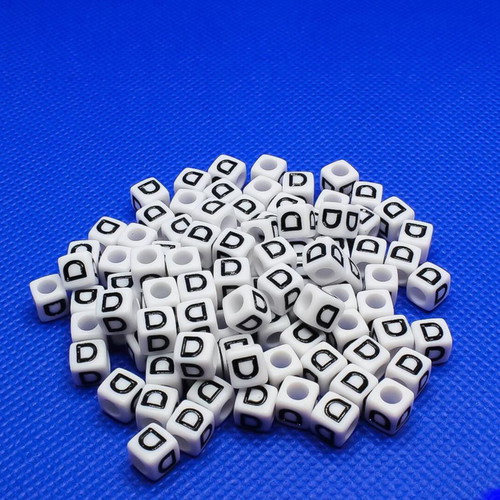 Acrylic Letter D Beads 6mm New, Pack of 100