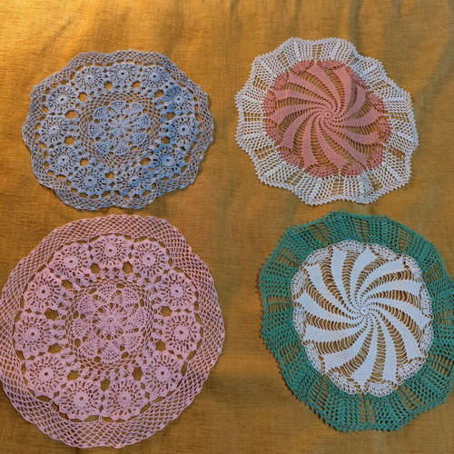 Handmade Crochet Doilies 4 Sets Unused