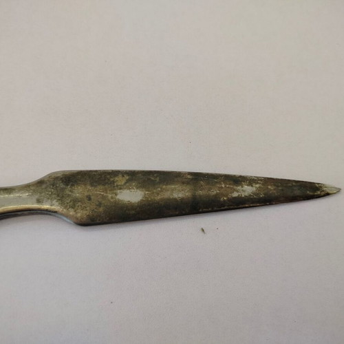 Vintage metal letter opener with unique handle