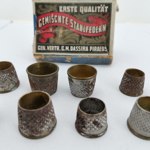Metal thimbles used, pack of 9 pieces from 1970 era