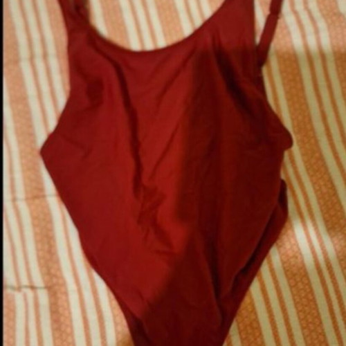 Cool brand burgundy red one-piece swimsuit, large