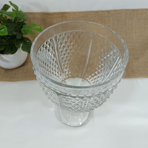Vintage glass candy jar with lid like new, embossed pattern