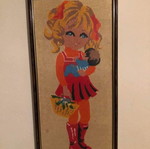 Vintage embroidery framed artwork with nice design 55×27