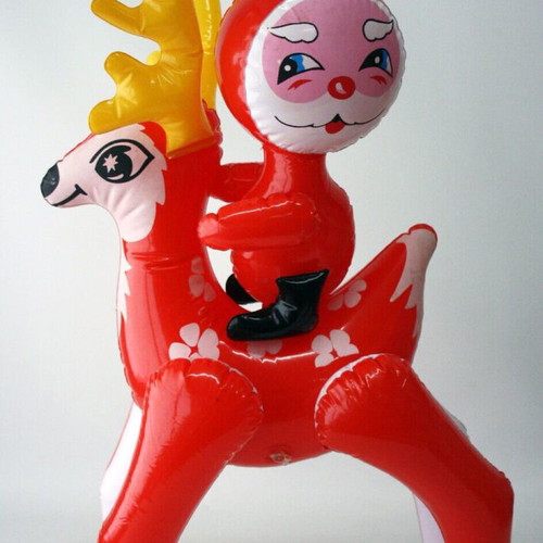 Inflatable Santa Claus with Reindeer 64cm 1980s New