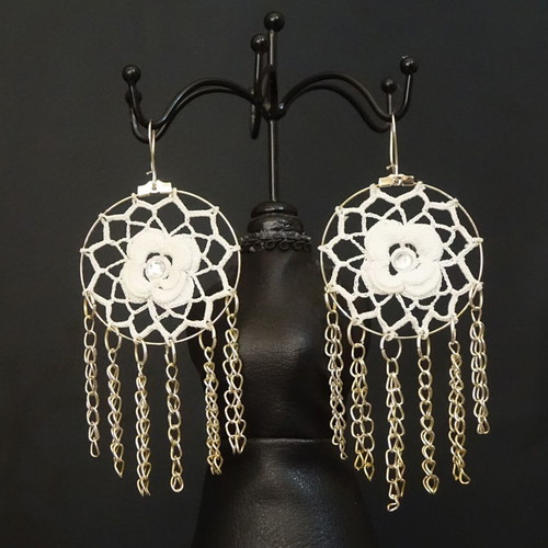 Dreamcatcher earrings new, white handmade
