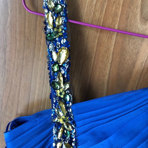 Formal long dress xl new, blue one-shoulder