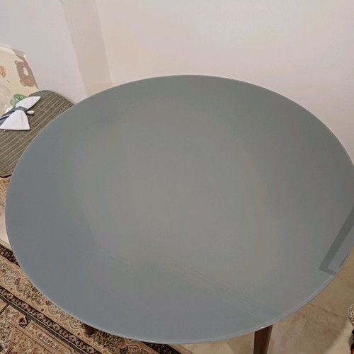Ravenna wooden table with glass top used model Lucille