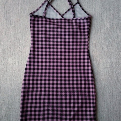Checked fuchsia tight dress like new
