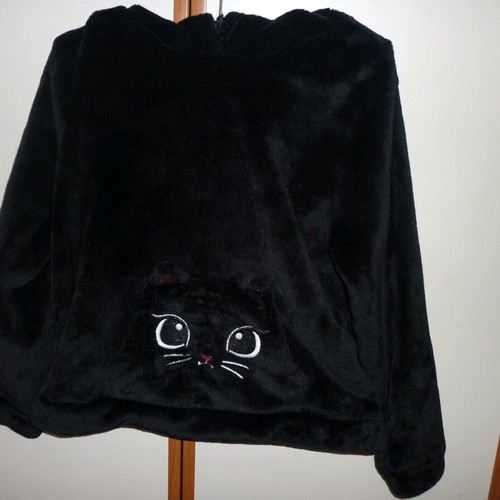Children's hoodie with cat design like new, black, H&M, size 140-146 cm