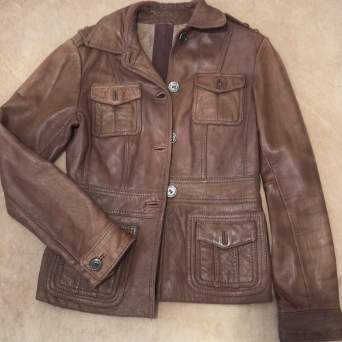 Leather jacket used brown size 34