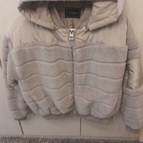 Guess women's fur jacket beige like new, size L