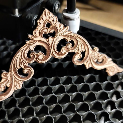 Wooden decorative elements with laser cut and engraving, new