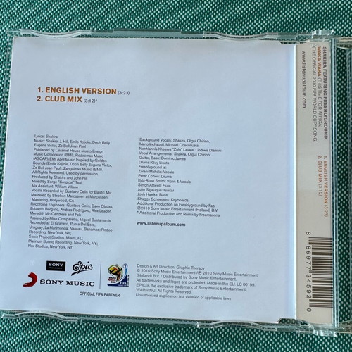 Shakira Waka Waka CD single like new, 2010 FIFA World Cup song