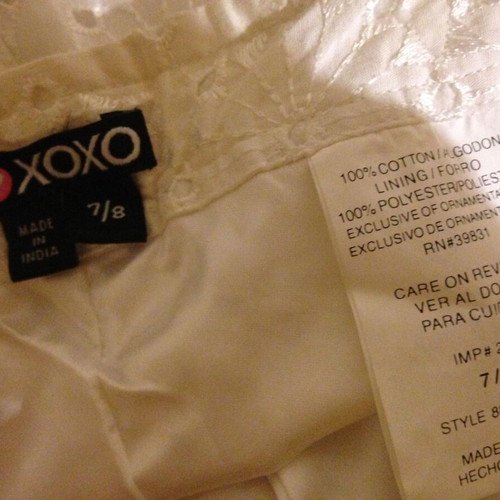 XOXO White Embroidered Pants 100% Cotton Size 7/8 New