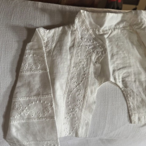 Lapin House children's bolero new, linen and cotton, white and beige, size 116 cm