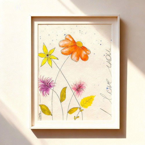 Watercolor painting new 15.5x20.5 cm handmade