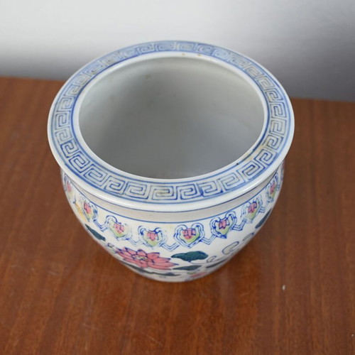 Chinese porcelain flowerpot used with lotus flower design