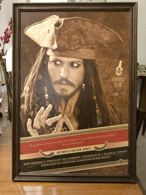 Johnny Depp Pirates of the Caribbean wooden frame like new 50x35