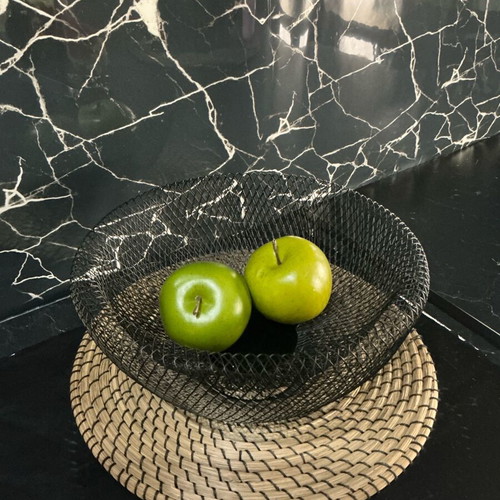 Metal fruit bowl black like new, 30 cm, minimal industrial design