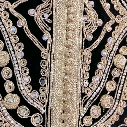 Baroque velvet dress with gold embroidery, maxi formalwear