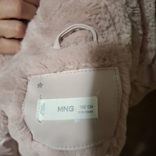 Mango girls' jacket like new, pink with fur lining and stars