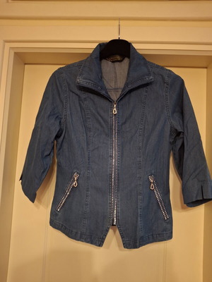 Mary Lides Denim Jacket with Zipper and Rhinestones like new, size S