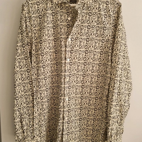 Zara men beige shirt with ethnic print, size L, like new
