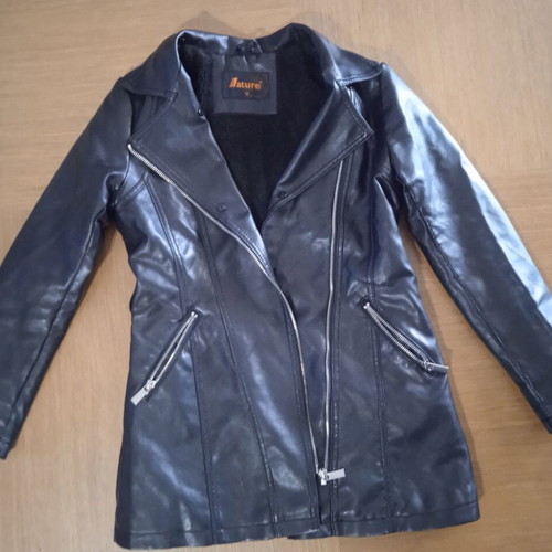 Girls' outerwear 10-12 years like new, black faux leather with fleece lining