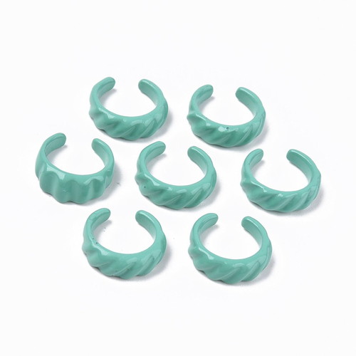 Metal ring new, painted turquoise with spray