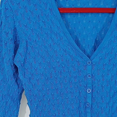 Blue knitted cardigan like new with V neckline size S
