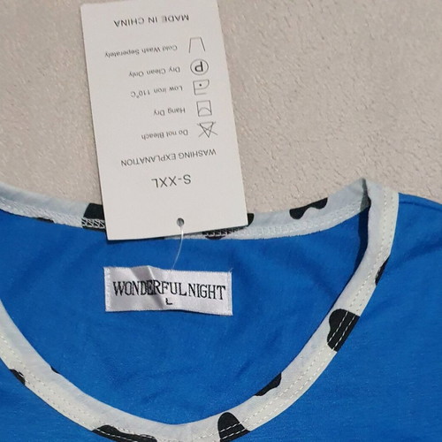 Women's pajama shirt new, size L, blue with dog design