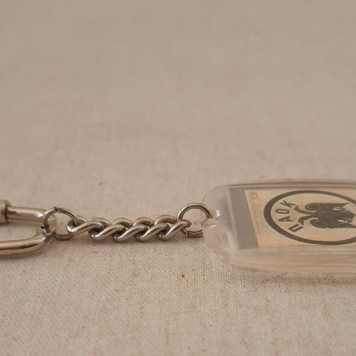 PAOK 1990s keychain new, transparent plastic and metal