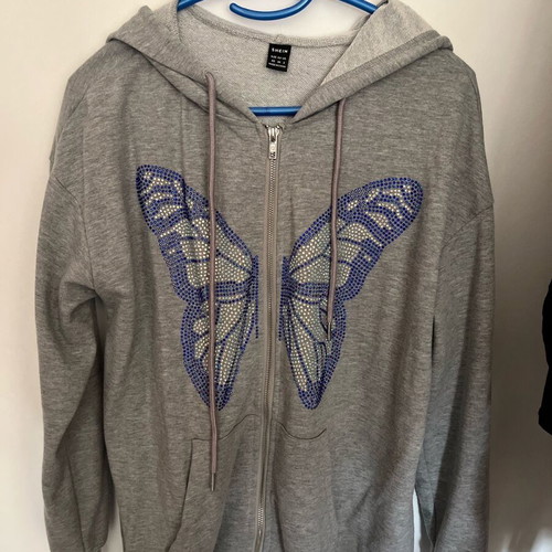 Shein grey jacket with butterfly like new, size XS